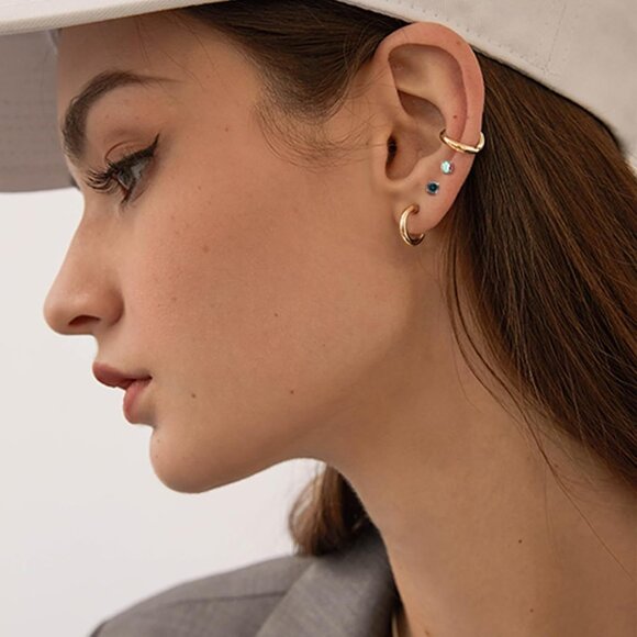 Titanium Earrings Set Hypoallergenic Stud & Hoop Earrings for Sensitive Ears - Picture 5 of 7